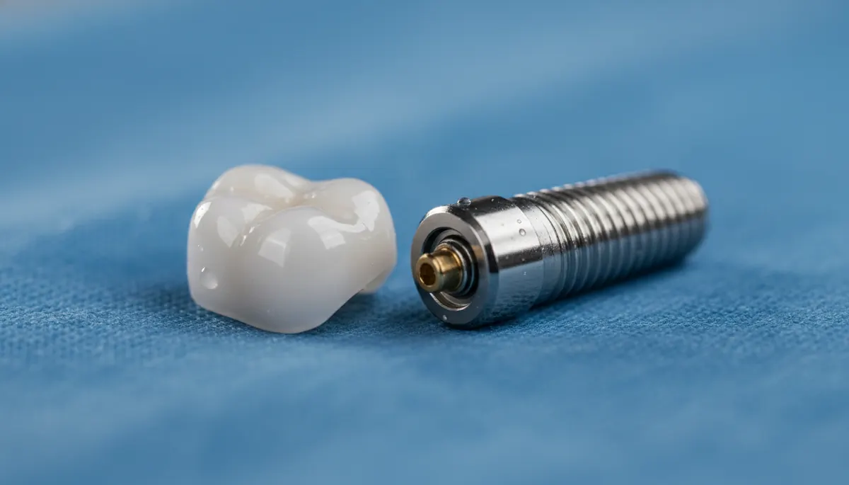 Coroană dentară individuală alături de fixtură implantară