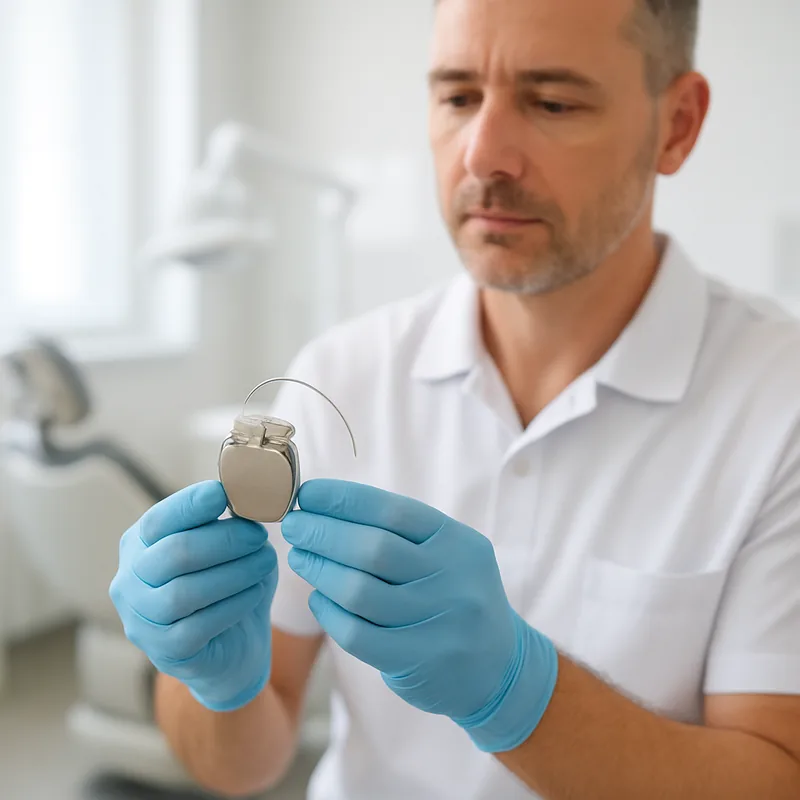 Card de identificare al unui dispozitiv cardiac implantat, prezentat la clinica stomatologică înainte de detartraj