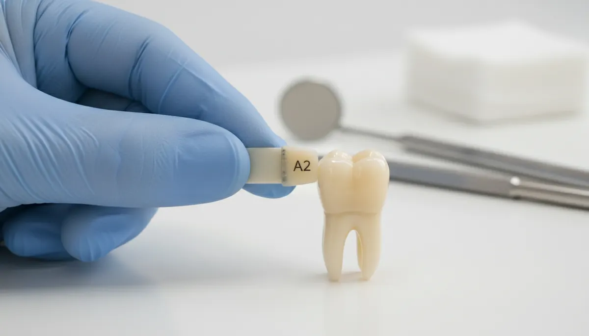 Selectarea nuanței A2 pentru o coroană estetică la cabinetul stomatologic