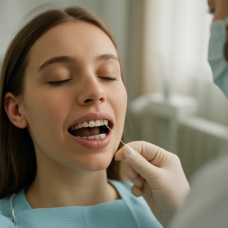 Elastice intermaxilare prinse pe cârligele bracket-urilor, între arcada superioară și cea inferioară