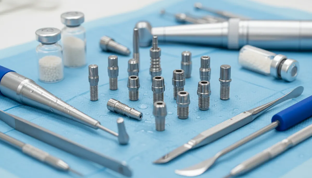 Detaliu clinic relevant pentru implant ceramic la cabinet stomatologic
