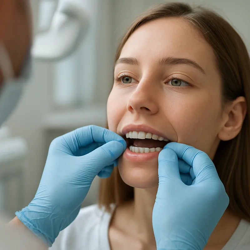 Contenție fixă lipită pe fața interioară a dinților frontali după îndepărtarea aparatului dentar