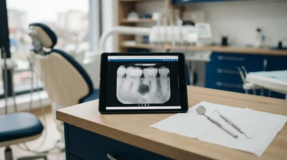 Radiografia unei masele inferioare arata sursa infectiei care a umflat obrazul, evaluare la cabinetul stomatologic