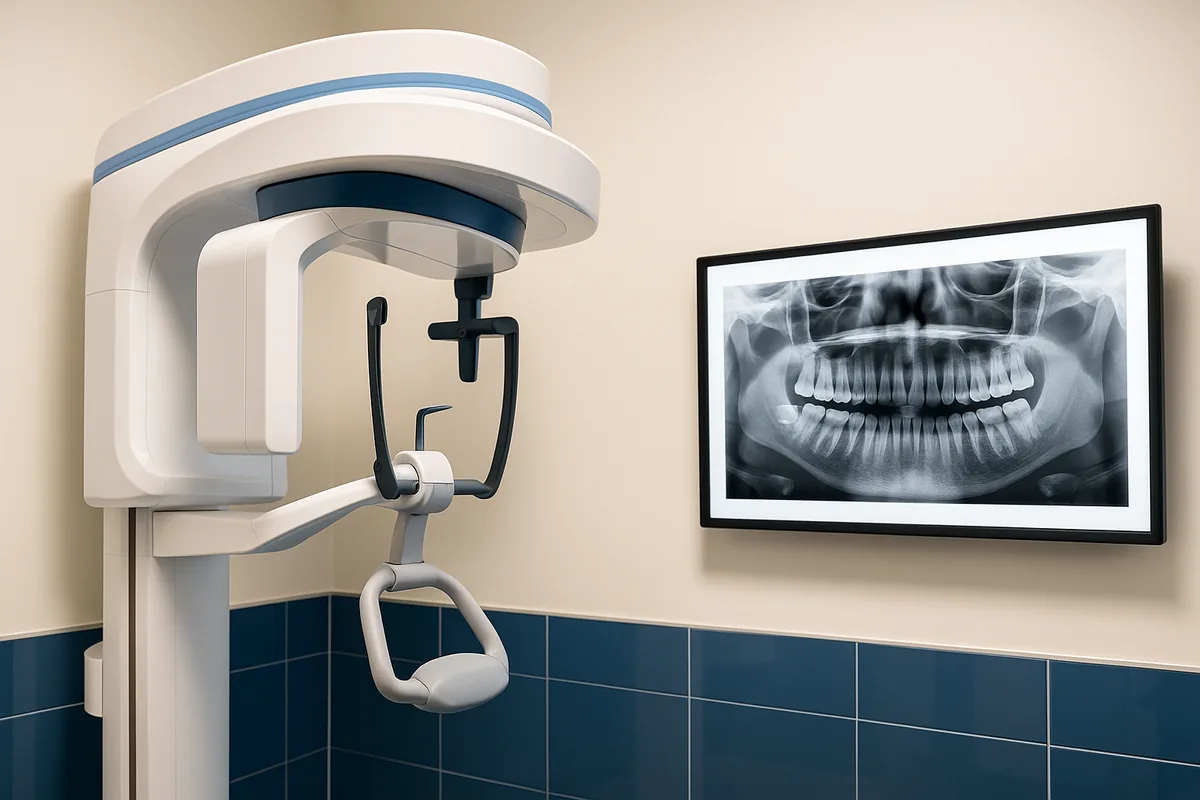 Investigație CT 3D și radiografie panoramică pentru planificarea implantului dentar la MD Dental Pitești